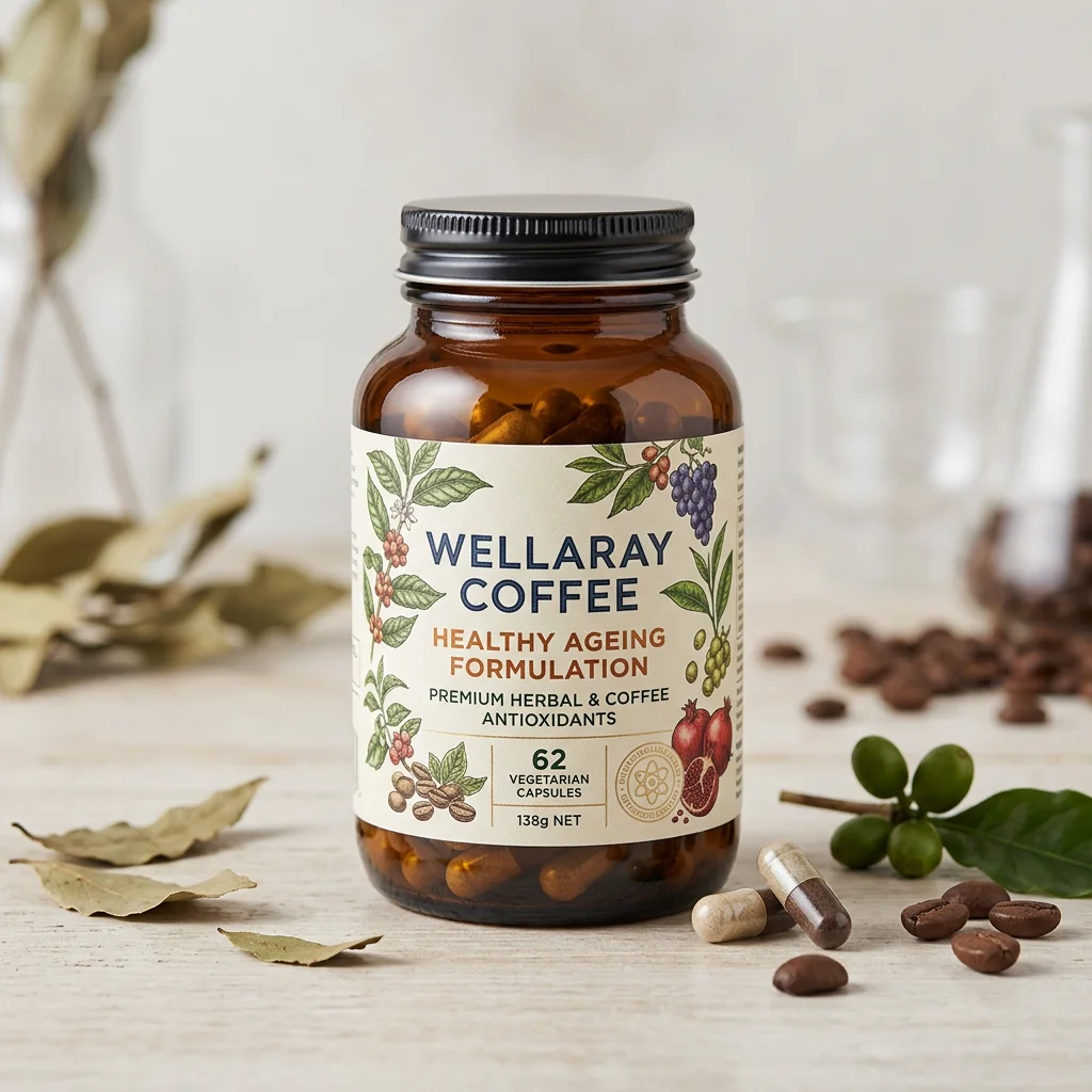 Supplement facts and dosage guide on Wellaray Coffee pack
